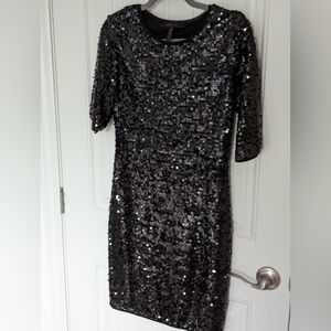 BCBG Max Azria Black Long-Sleeve Sequin Mini Dress